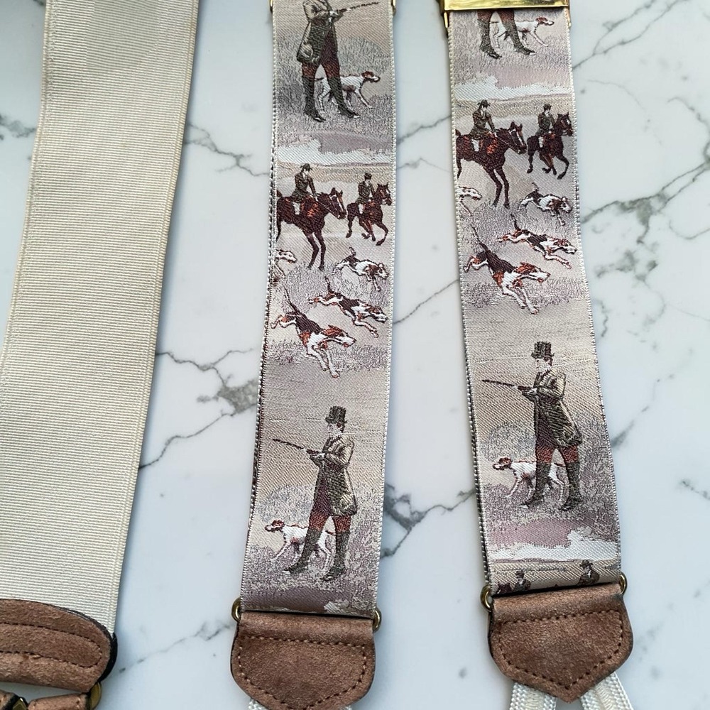 Trafalgar Suspenders Silk Hunting Scenes Vintage Limited Edition NEW